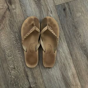 Sierra brown braided rainbow flip flops